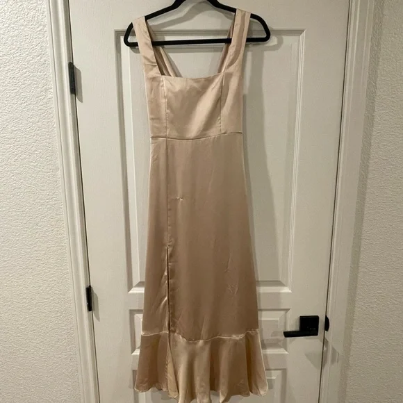 white christmas dresses Jasmine Halter Midi Dress ~ Champagne Luxe Satin main image 1
